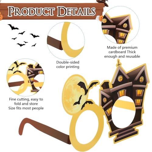 32 Pcs Halloween Wizard Party Decorations Paper Eyeglasses Wizard Photo Prop Glasses Frame Costume Supplies for Halloween Birthday Party Favors - style: Magical