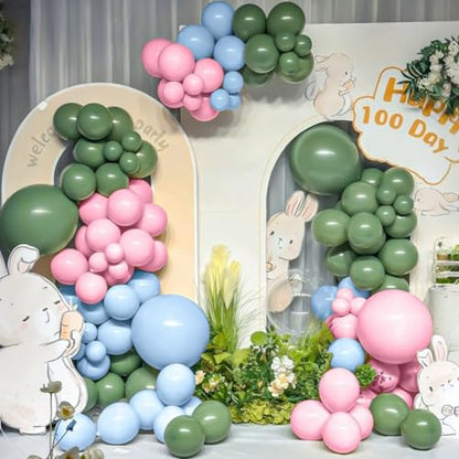 MEBAY Sage Green Pink Gold Balloon Arch Kit, 141Pcs Sage Green Pastel Pink Chrome Gold Sand White Latex Balloons for Birthday Wedding Baby Shower Gender Reveal Anniversary - color: 141-sage Green