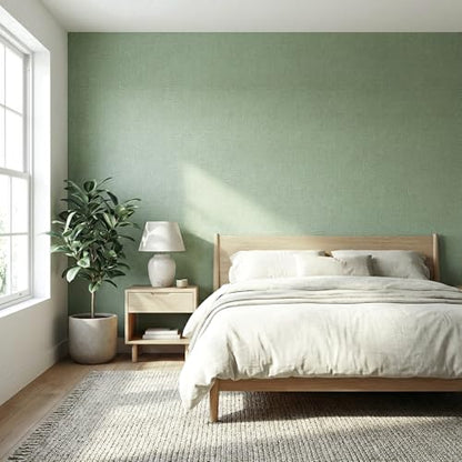 WADILE Grasscloth Peel and Stick Wallpaper 15.7in x 78.7in, Textured Contact Paper for Cabinets, Faux Linen Wall Paper Pull and Stick, Fabric Vinyl Wallpaper Self Adhesive Light Green - color: Light Green, size: 15.7" x 78.7"