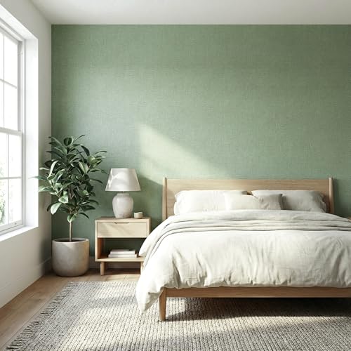 WADILE Grasscloth Peel and Stick Wallpaper 15.7in x 78.7in, Textured Contact Paper for Cabinets, Faux Linen Wall Paper Pull and Stick, Fabric Vinyl Wallpaper Self Adhesive Light Green - color: Light Green, size: 15.7" x 78.7"