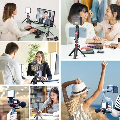 ULANZI VL49 2000mAh LED Video Light w 3 Cold Shoe, Rechargeable Soft Light Panel, Portable Photography Lighting for DJI OSMO Sony DSLR Canon Camera GoPro Vlogging - color: Black