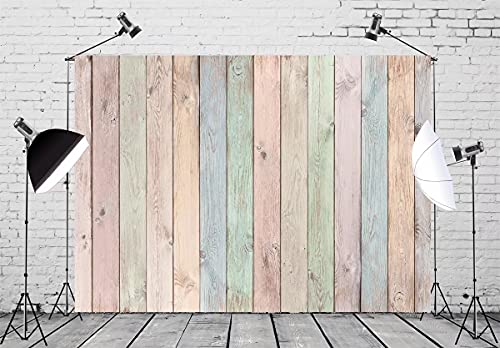 BELECO 9x6ft Fabric Wood Backdrop Pastel Colored Wood Planks Texture Photography Backdrop for Birthday Party Baby Shower Boy Girl Product Photoshoot Pets Photo Background Props - size: 9x6FT