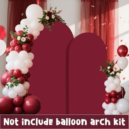 Crimson Arch Backdrop Covers Set of 2(7.2Ft, 6Ft), Spandex Fitted Chiara Arch Stand Covers Backdrops for Wedding Baby Shower Birthday Graduation Photo Booth Props(Only Cover) - color: Crimson, size: 7.2FT/6FT