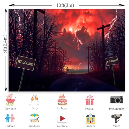 10x8ft Forest Backdrop Crimson Dead Trees Halloween Party Background Party Home Decoration Photo Studio Props YUNBDJ1311 - size: 10x8FT