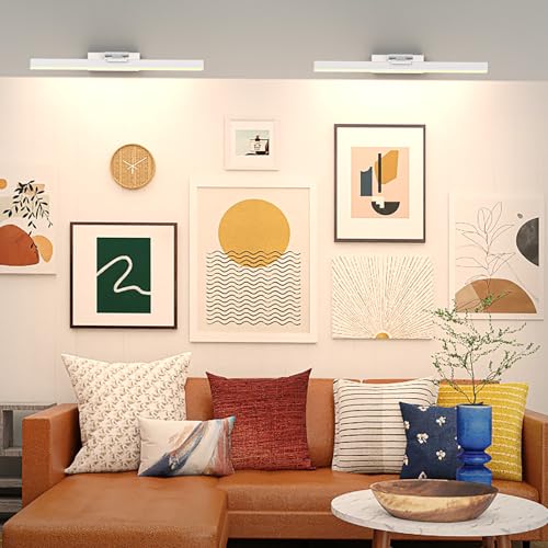 PESUTEN Picture Light Battery Operated, 16in Wireless Art Light for Paintings CCT Dimmable Recharging Battery Picture Light with Remote Control for Gallery Dartboard Art Bedroom Bathroom 2pcs White - color: White - 2 Pieces