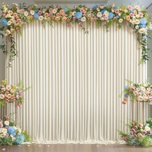 Beige Backdrop Curtain for Wedding Parties Wrinkle Free Ivory Photo Curtains Backdrop Drapes Fabric Decoration for Baby Shower Photoshoot 5ft x 7ft,2 Panels - color: Beige, size: 10FTx7FT (W5'xH7', 2 Panels)