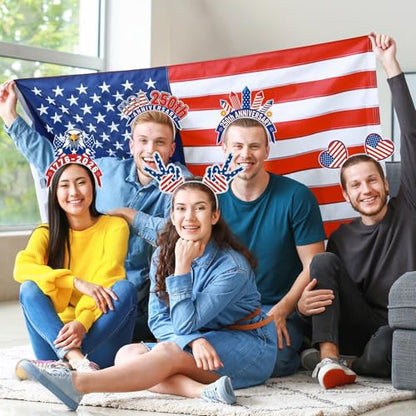 Blosssound 16 Pcs 250th Anniversary USA Headband 250th USA Patriotic Party Favor Gift Paper Head Bopper Independence Day Headwear Dress up 4th of July Party Costume Accessories Photo Prop Decor Supply - style: 4th of July