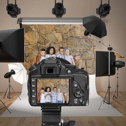 Stone Wall Backdrop 7x5ft Polyester Photography Background Boulder Build Castle Rural Style Rough Rock Construct Exterior Wall Texture Countryside Boy Kid Adult Artistic Photo Shoot - color: claybank, size: 7x5ft