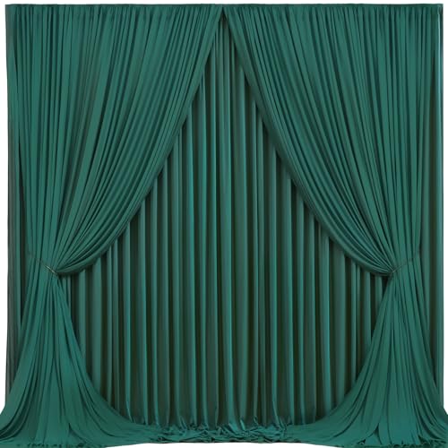 Hunter Green Backdrop Curtain-Wrinkle-Free Polyester Fabric Green Photography Curtains for Wedding Party Photo Background Decorations- 16 X10FT (Hunter Green) - color: Hunter Green, size: W4' x H10'(4 panels)