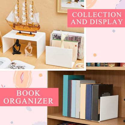 RattanView 2 Pcs 12 Inch Large Acrylic Risers Display Stands 5 mm Thick Acrylic Shelf Riser Showcase for Collectibles Jewelry Cupcakes Food Figures Perfume Cabinet (White) - color: White, size: 12 Inch, 5 mm