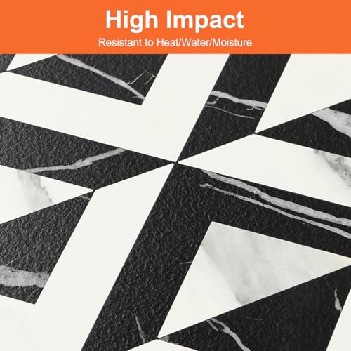 10-Sheets Stunning 3D Visuals Peel and Stick Backsplash Mosaic Tiles, PVC Stone Look,Heat Resistant Stick on Tiles for Kitchen Wall, Bathroom, Laundry Room (Black Marquina + White Marble) - color: Black Marquina + White Marble