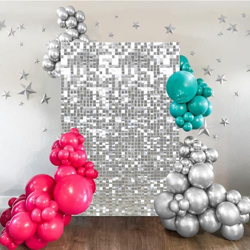 Silver Shimmer Wall Backdrop Sequin Backdrop 3FTx4FT Glitter Disco Party Birthday Background for Wedding Baby Shower Stage Day 4th of July Decorations - color: Silver, size: 3ftx4ft
