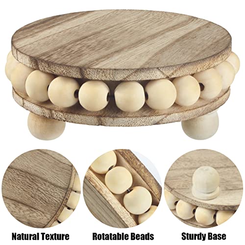 2 Pack Wood Riser, Risers for Decor，Pedestal Stand，Display Stand apply to Home Decor，Farmhouse Decor，Tiered Tray Decor(Brown, 4 Inches)…