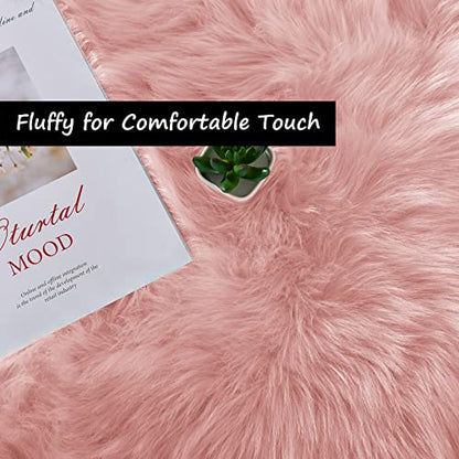Goolela Pink Fluffy Fuzzy Furry Runner Rug 2X6 Light Pink Faux Sheepskin Fur Rug for Girls Bedroom Bedside Rug Plush Shaggy Washable Rectangle - color: Light Pink, size: 2' x 6' (Rectangular)