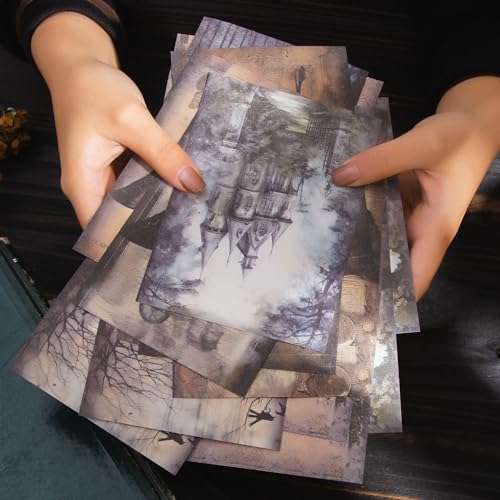 180 Sheets Dark Fantasy Gothic Vintage Cat Rose Decoupage Paper for Scrapbooking, Collage Art Projects, Antique Graveyard & Haunted Castles, Vintage Halloween Junk Journal Craft Paper - color: Dark Fantasy, size: 3.94″ x 5.51″