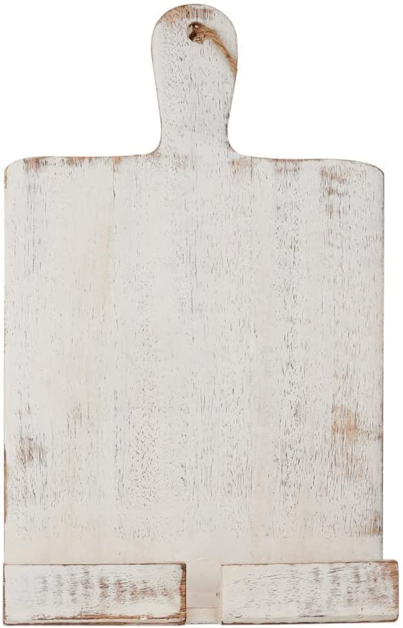 Wedding Gifts Wooden Cookbook Stand Chopping Board Style Foldable Recipe Book Stand Holder Easel for Kitchen Text Book Tablet L 9.5 x B 1.5 x H 14 inches (White) Cooking Gifts - color: White