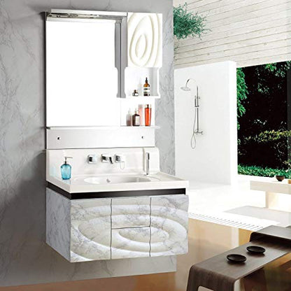 practicalWs Marble Paper Granite Gray/White Roll Kitchen Countertop Cabinet Furniture is Renovated Thick PVC Easy to Remove Without Leaving Glue Upgrade 17.71" x 196.8" - color: Gray/White, size: 17.7" x 196.8"