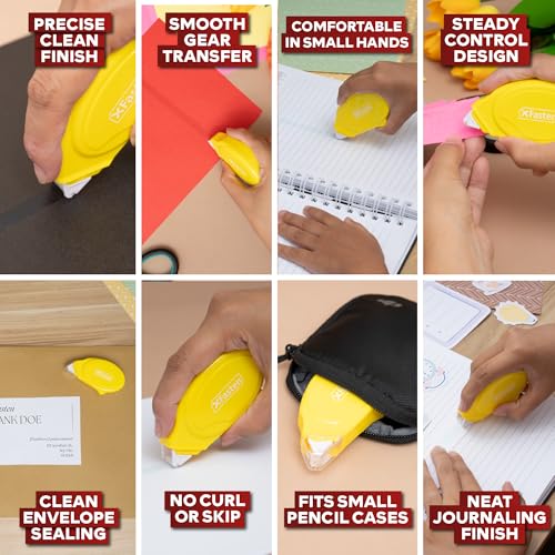 XFasten Glue Tape Roller for Scrapbooking 4-Pack Acid-Free Yellow Double Sided Tape Roller for Crafts, Photos, Bullet and Junk Journaling Supplies - Scrapbook Adhesive Runner (0.3 in x 30 ft) - color: Yellow
