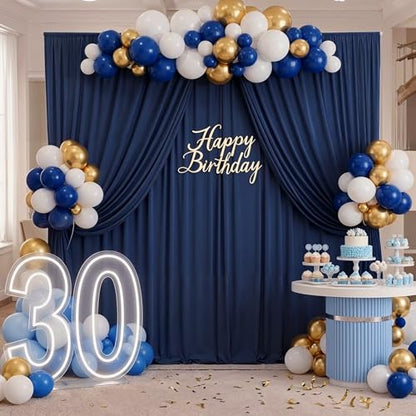 10ft x 10ft Wrinkle Free Navy Blue Backdrop Curtains Panels, 2 Panels 5x10ft Silky Polyester Photo Backdrop Drapes for Birthday Wedding Party Graduation Photography Background - color: Navy Blue, size: 10ftx10ft