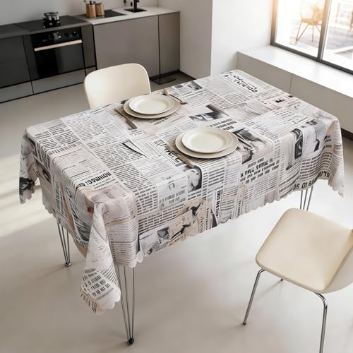 54x70 Inch Old Newspaper Rectangle Tablecloth Old Magazine Newsprint Print Grunge Paper Texture Table Cloth Washable Durable Table Cover for Home School Bookstore Coffee Shop News Theme Party - color: Color 4, size: 70" x 54" (Rectangular)