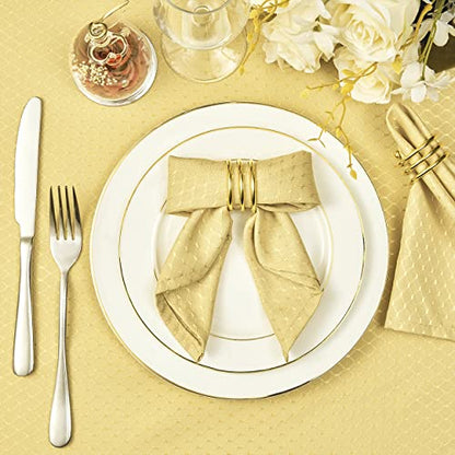 Cloth Napkins Set of 8 – Square 17x17 Inch Jacquard Fabric Polyester Washable Reusable Cloth Napkins for Kitchen Dinner Dining Restaurants Wedding Party Banquet Table (Gold A) - color: Gold a