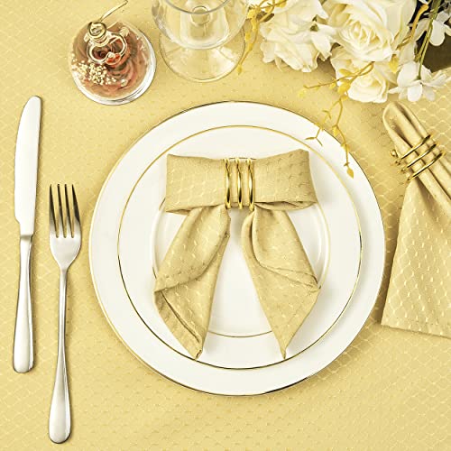 Cloth Napkins Set of 8 – Square 17x17 Inch Jacquard Fabric Polyester Washable Reusable Cloth Napkins for Kitchen Dinner Dining Restaurants Wedding Party Banquet Table (Gold A) - color: Gold a