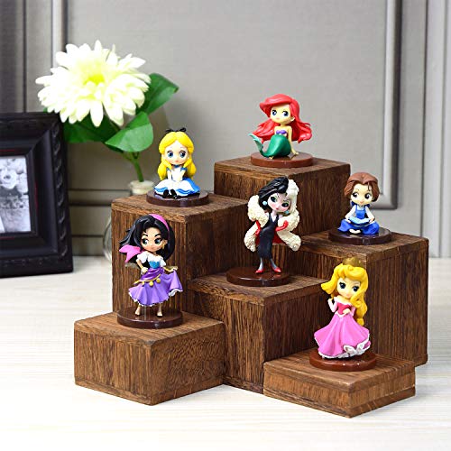 MOOCA Wooden 6 Pcs Square Risers for Display Jewelry and Accessories Display Stand Wooden Risers For Jewelry Figurine, Brown - color: Brown