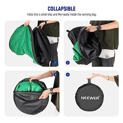 NEEWER 43"/110cm Photography Reflector, 7 in 1 Light Reflector Diffuser - Chroma Key Blue/Green Screen, Translucent/Silver/Gold/White/Black, RF-110A