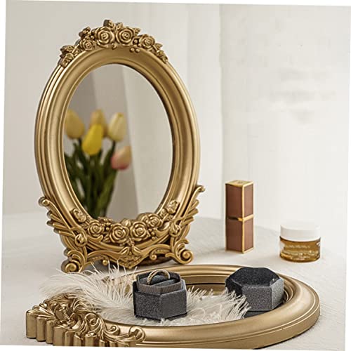 BESTYASH 1Pc Mirror Photo Props Tray Elegant Decorative Ornament for Makeup and Home Adornment Multi Purpose Storage Finish