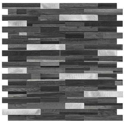 STICKGOO Peel and Stick Backsplash Tile, Stick on Backsplash for Kitchen and Bathroom, Black Grey Wood Look PVC Mixed Metal Silver Self Adhesive Wall Tiles(Sample) - color: Black Grey with Metal Silver