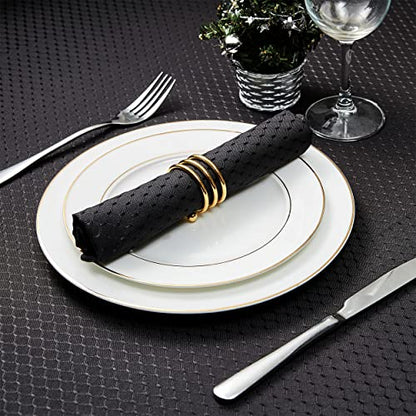 Cloth Napkins Set of 8 – Square 17x17 Inch Jacquard Fabric Polyester Washable Reusable Cloth Napkins for Kitchen Dinner Dining Restaurants Wedding Party Banquet Table (Black) - color: Black