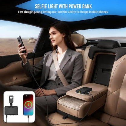 91 LED Portable Charger Selfie Light Video Conference Lighting with Clip & Camera Tripod Adapter Rechargeable 2000mAh CRI 96+, 4 Light Modes for Phone iPhone Webcam Laptop Makeup