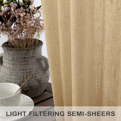 Pitalk Burlap Color Linen Window Valance for Kitchen 3 Inch Rod Pocket Semi Sheer Primitive Rustic Farmhouse Valance Curtain Topper for Bedroom Living Room Dining Bathroom 18 Inch Length Tan Brown - color: Tan Brown