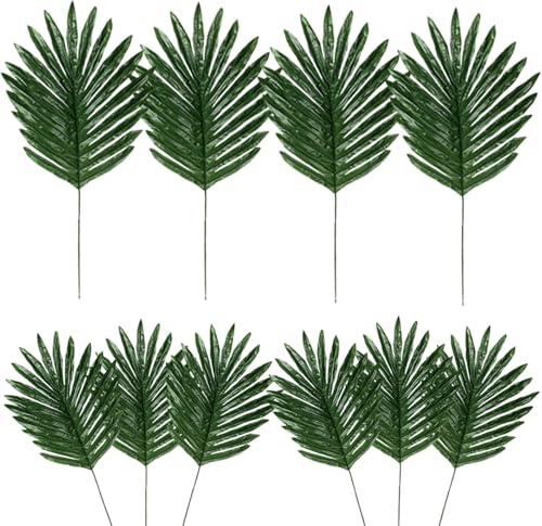 50Pcs Artificial Tropical Palm Leaves with Stems Fake Plant Leaves for Easter Hawaiian Luau Safari Jungle Beach Wedding Birthday Party Theme Table Decorations - color: 50pcs Palm