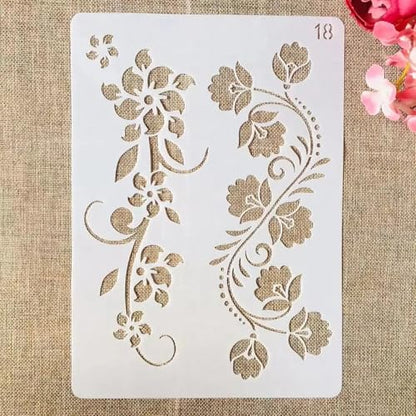 TIAMECH A4 Reusable Floral Leaves Stencil for Painting - Ivy Vine Lines Border Layering Template, DIY Wall Art, Wood Furniture, Scrapbook & Crafts (8.3x11.7inch) - style: Ivy Vine Lines