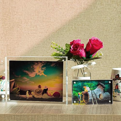 YestBuy 5x7 Picture Frame, Acrylic Photo Frames, Magnetic Picture Frames,Block Picture Frame For Desktop Display, Record Eternal Memory (3 Pack) - size: 5x7"