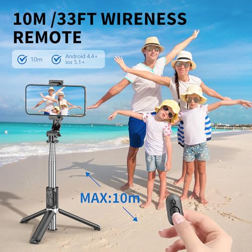 Selfie Stick Tripod, All in One Extendable & Portable iPhone Tripod Selfie Stick with Wireless Remote Compatible with iPhone 17 16 15 14 13 12 pro Xs Max, Galaxy Note10/S20/S10/OnePlus 9/9 PRO etc - style: Black
