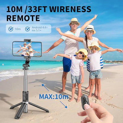 Selfie Stick Tripod, All in One Extendable & Portable iPhone Tripod Selfie Stick with Wireless Remote Compatible with iPhone 17 16 15 14 13 12 pro Xs Max, Galaxy Note10/S20/S10/OnePlus 9/9 PRO etc - style: Black