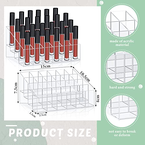 Macarrie 4 Pieces Lipstick Holder Organizer 24 Slot Acrylic Lipstick Makeup Organizer Case Display Stand Storage Box for Lipsticks Lipgloss Brushes Cosmetics - size: 24 Slot