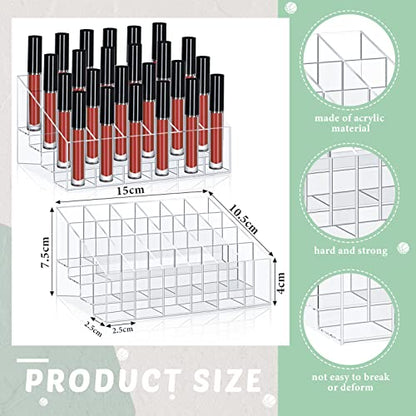 Macarrie 4 Pieces Lipstick Holder Organizer 24 Slot Acrylic Lipstick Makeup Organizer Case Display Stand Storage Box for Lipsticks Lipgloss Brushes Cosmetics - size: 24 Slot