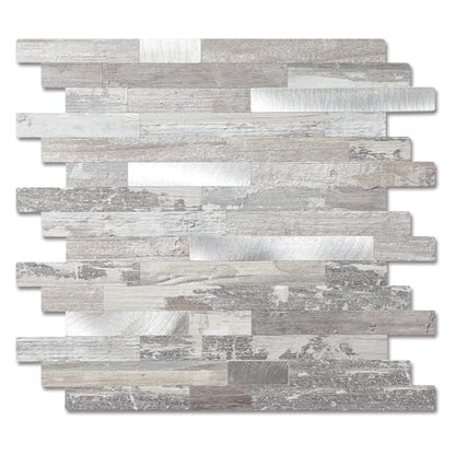 Yipscazo 2026 New Upgrade Peel and Stick Wood Metal Tile Backsplash, Stick on Tiles for Backsplash Kitchen, Bathroom (10 Sheets, Light Rustic) - color: Rustic