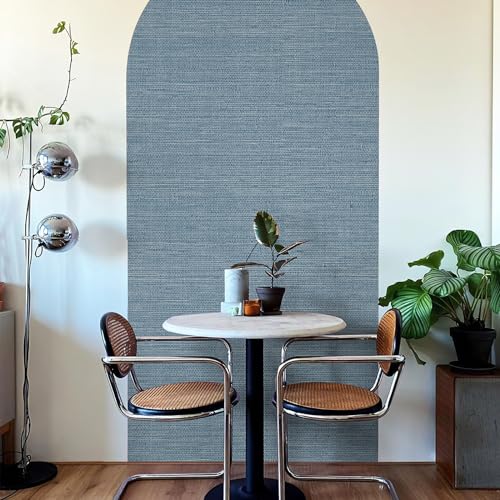 JiffDiff Grasscloth Wallpaper Peel and Stick Blue Grassweave Stick on Wallpaper Textured Self Adhesive Wall Paper Contact Paper 17.3"x472" - color: Dark Blue, size: 17.3" x 472"