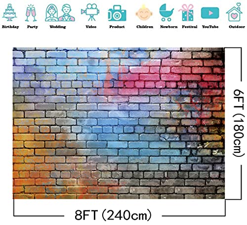 8X6FT Colorful Brick Wall Backdrop Photography Studio Props Photo Background DH-59 - size: 8X6FT