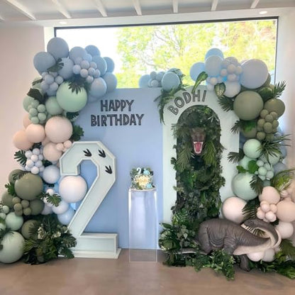 Dusty Green Double Stuffed Balloons Different Size 115Pcs 5/10/12/18" Sage Green Balloons Garland kit for Birthday Baby Shower Wedding Engagement Bridal Shower Party - color: Dusty Green