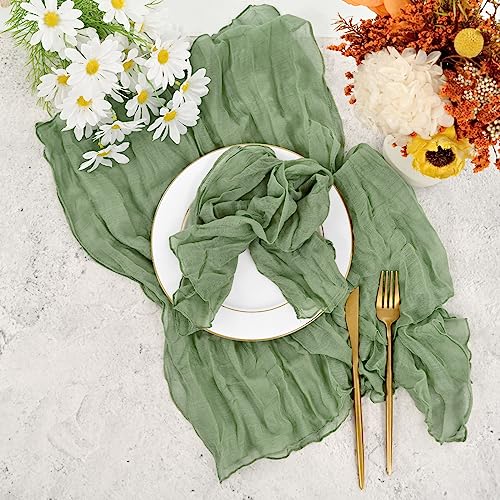 96 Pcs Sage Green Gauze Cheesecloth Napkins, 20 x 20 Inch Rustic Boho Dinner Napkins Wrinkled Rustic Linen Napkins for Wedding,Dinner,Parties - color: Sage Green, size: 20" x 20" (Set of 96)