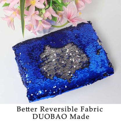 DUOBAO Silver to Royal Blue Mermaid Fabric by The Yard- 1/2 Two Tone Sequin Fabric 0.5 Yard Reversible-Fabric Quality Fabrics Mesh Sequins - color: Silver to Royal Blue, size: 0.5 Yard