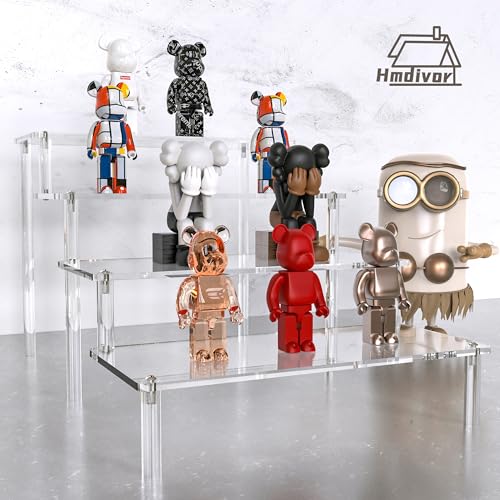 Acrylic Risers for Display 1 Pack 4 Tier Acrylic Display Risers Perfume Stand, Clear Cupcake Display Stand Holder for Perfume Figures Cupcake Dessert 9 IN