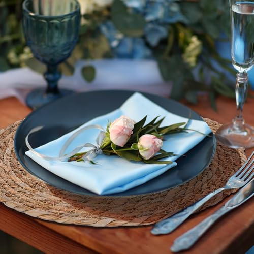 GENMOUS 10 Pack Woven Placemats, 12" Round Placemats Natural Water Hyacinth Boho Placemats,Farmhouse Rattan Chargers for Dinner Plates,Rustic Braided Wicker Table Mats for Dining Table,Home,Wedding - size: 12inch, Set of 10