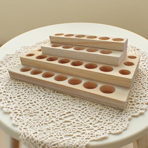 4 Tier Solid Wood Essential Oil Holder, 30 Bottle Slots Storage Organizer for 5-20ml Bottles, Staircase Design Tabletop Display Stand for Living room Bedroom Office, Nail Polish Compatible - style: 4 Layers-2