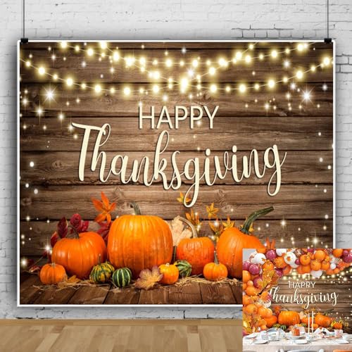 Thanksgiving Backdrop 10x8ft Happy Thanksgiving Day Backdrops for Photoshoot Extra Large Banner Party Decorations Pumpkin Wooden Board Photo Background Photo Booth Props - color: Brown, size: 10x8ft